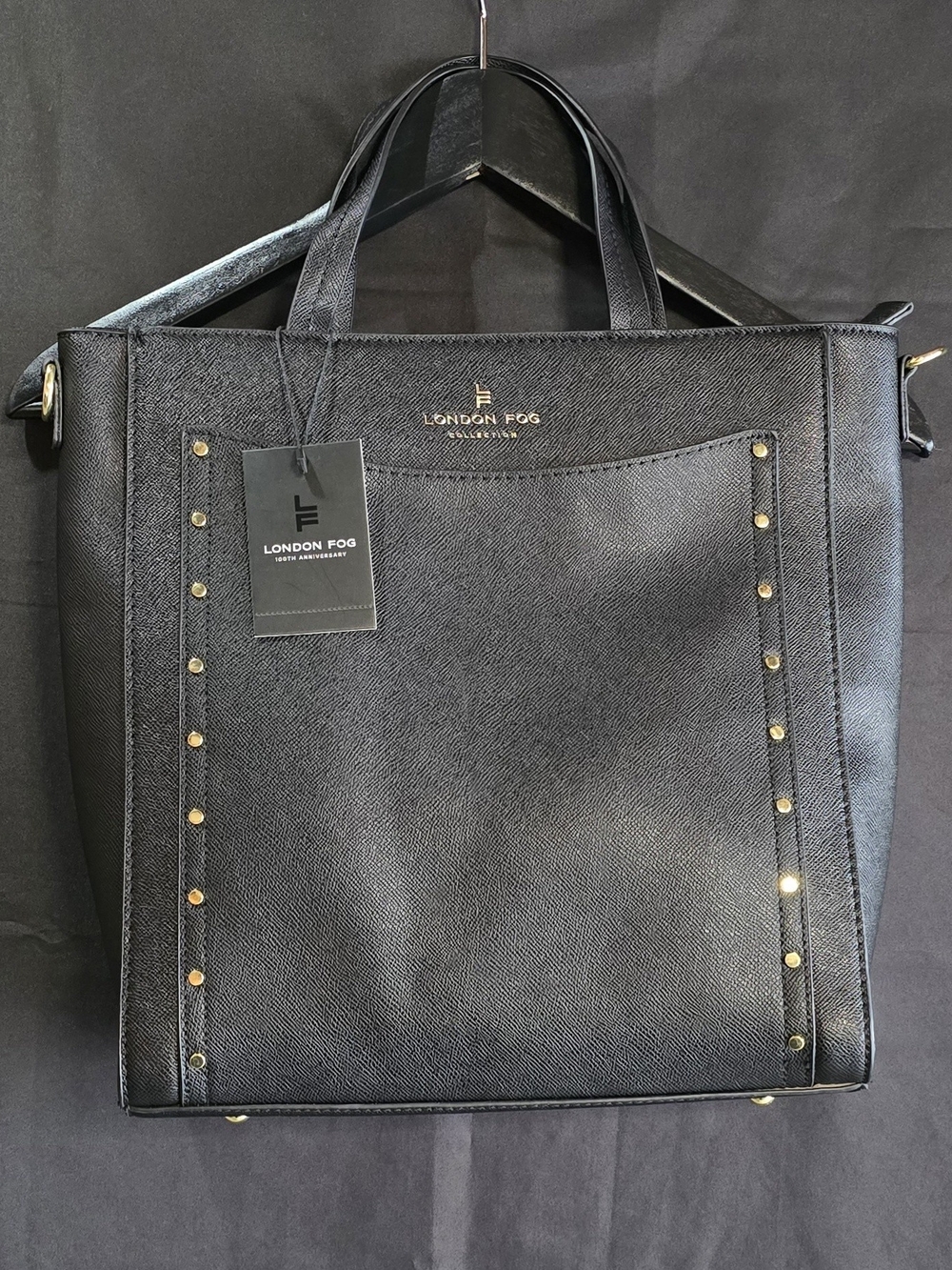 London Fog 100th Anniversary Collection Tote Bag Sophia Studded Tote Caviar Bag